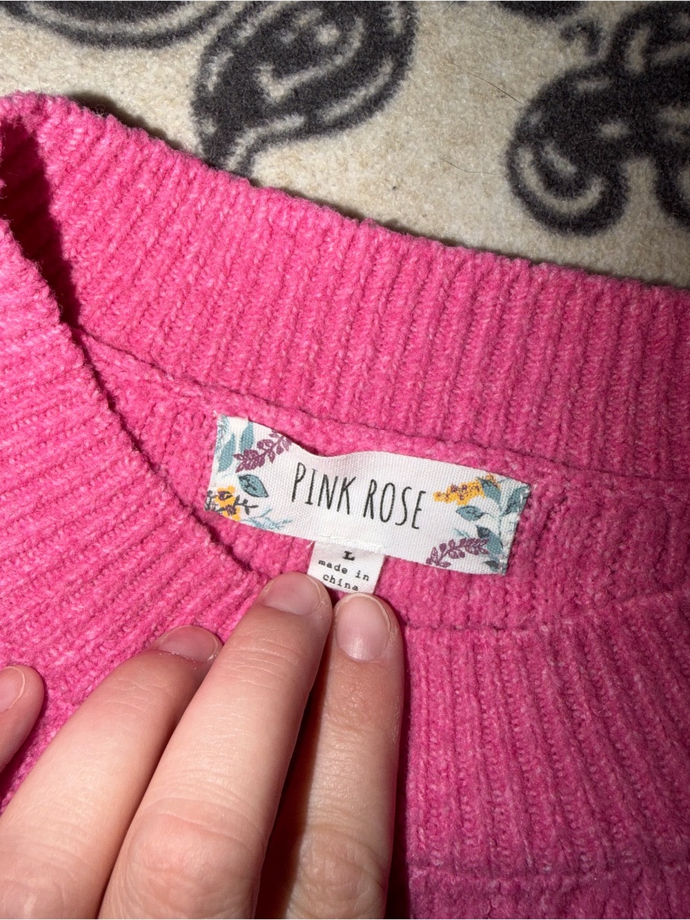 Pink Ribbed Crewneck Sweater - Picture 2 of 3